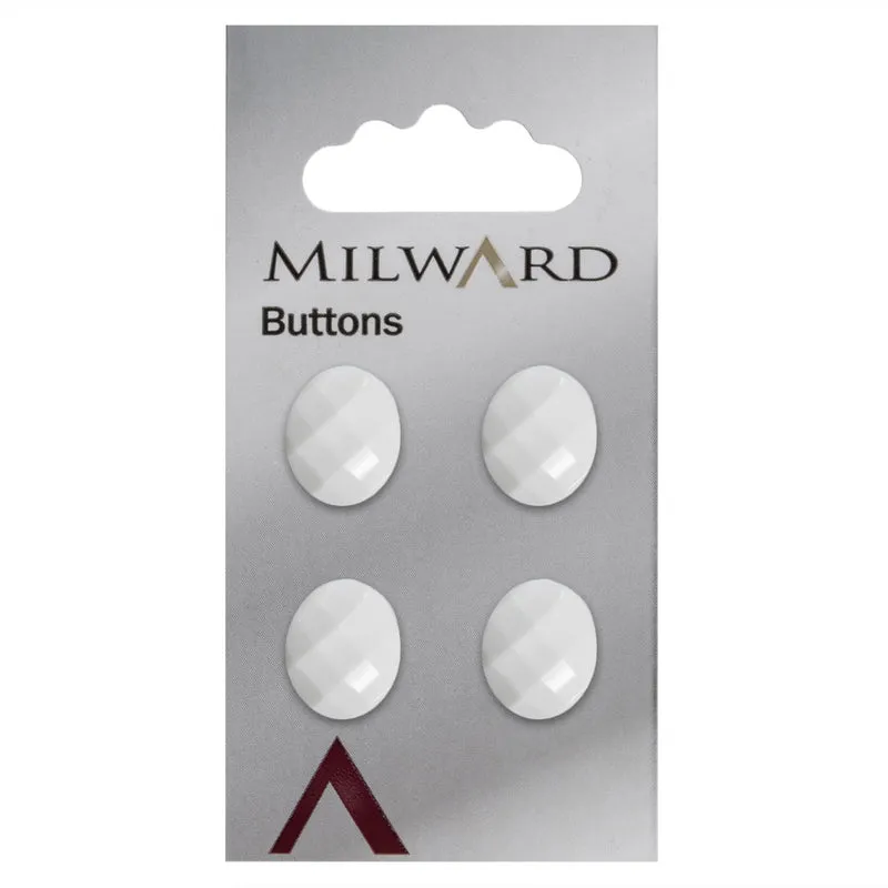 Milward Ovalen Knoop Wit 15mm (4 stuks)