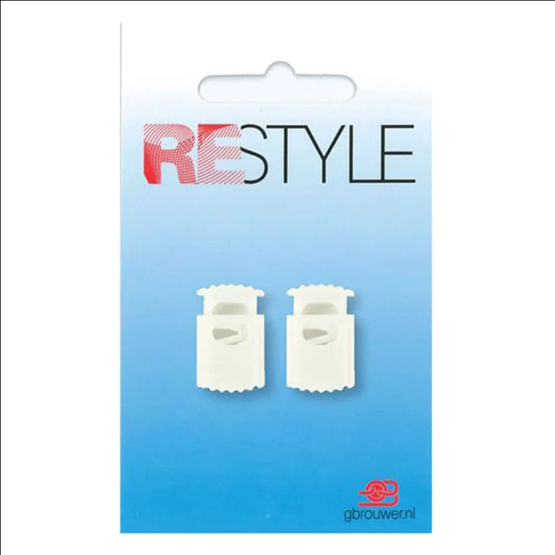 Restyle Koordstop 1-gaats Kunststof 2 stuks 009 Wit