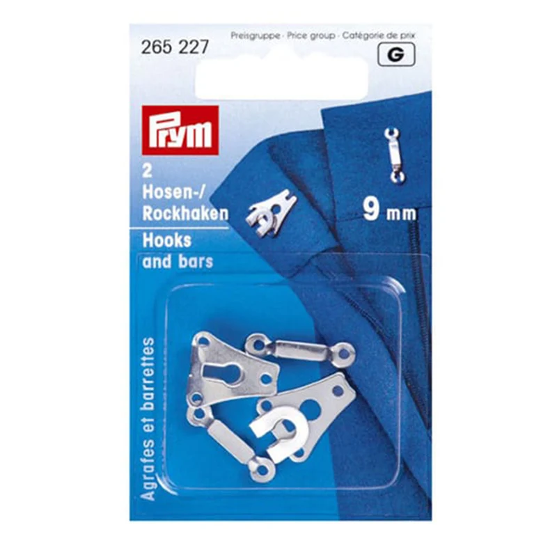 Prym Broek- en Rokhaken met Staafjes Zilver 9 mm