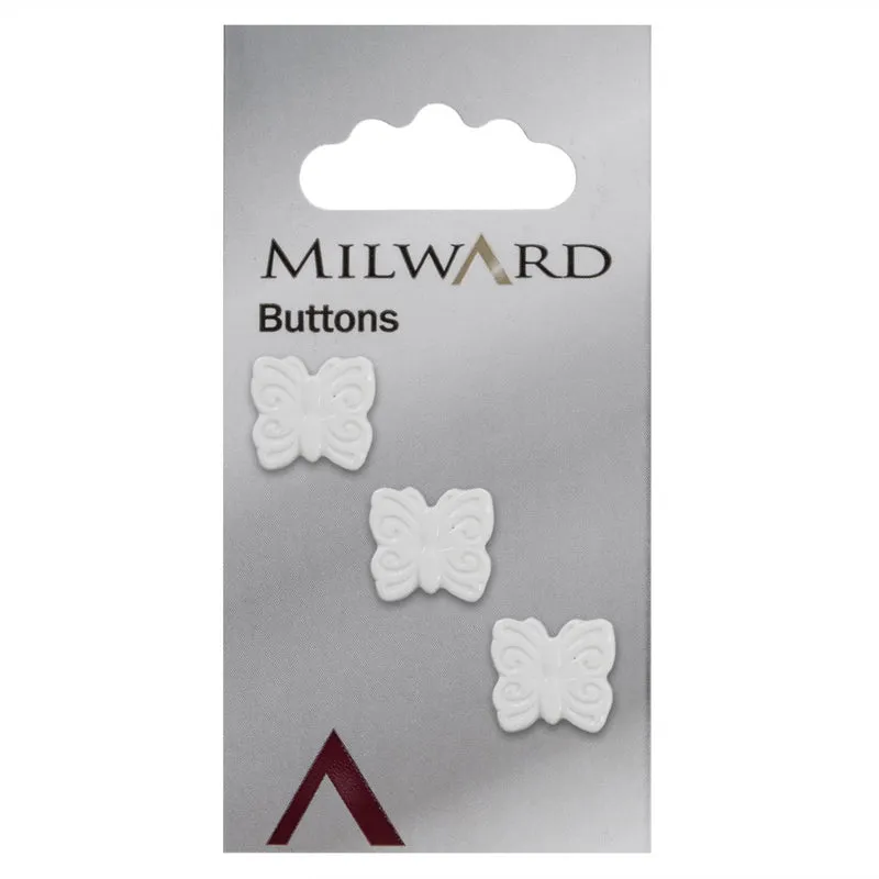 Milward Vlinder Knoop Wit 16mm (3 stuks)