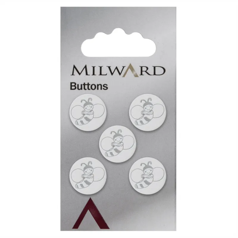 Milward Bijen Knoop Wit 15mm (5 stuks)