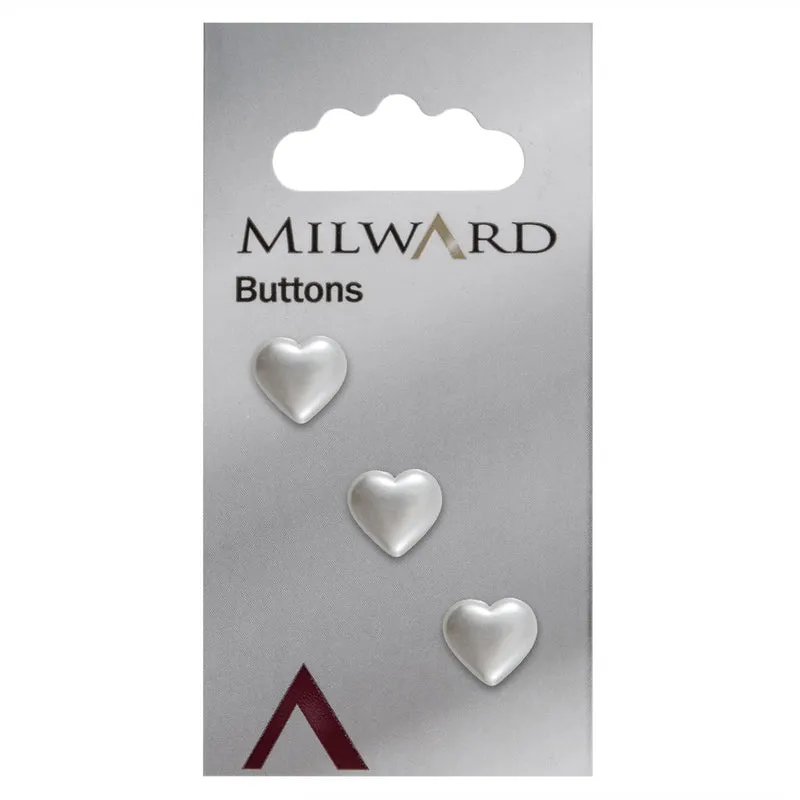 Milward Glanzend Hartje Knoop Wit 11mm (3 stuks)