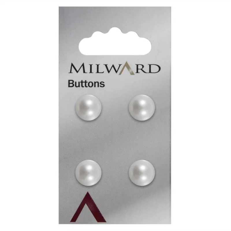 Milward Halve Parel Knoop Wit 11mm (4 stuks)
