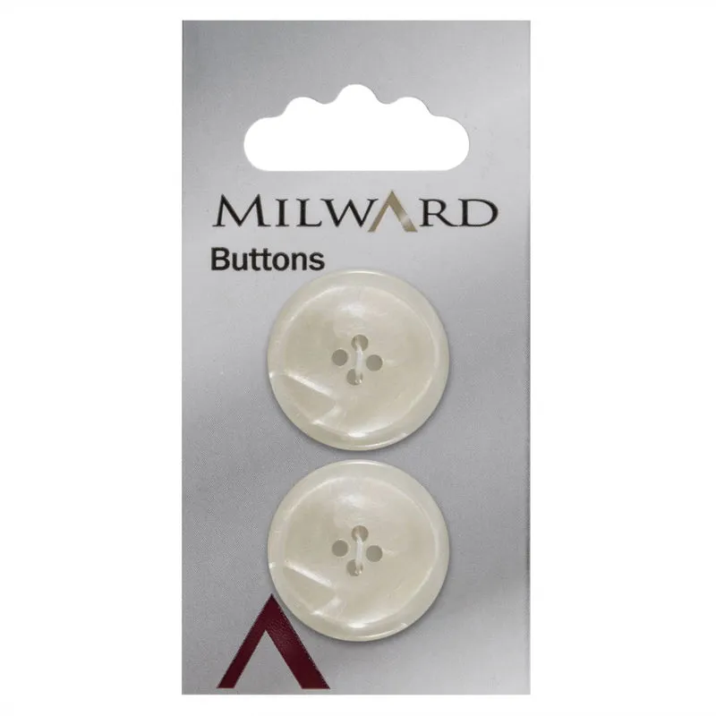 Milward Parelmoer/Transparant Knoop Wit 25mm (2 stuks)