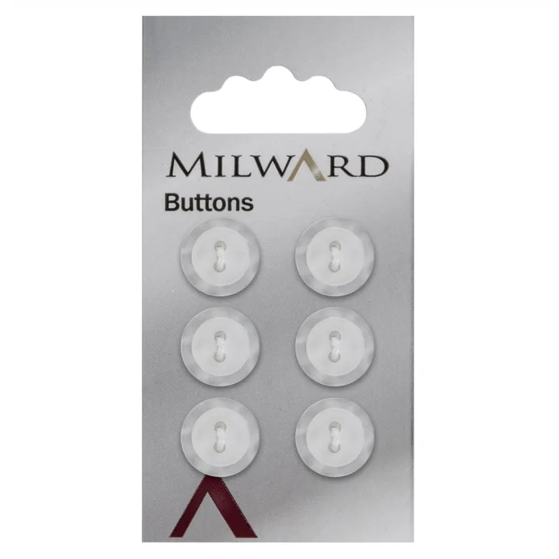 Milward Knoop Wit Met Parelmoer Rand 13mm (6 stuks)