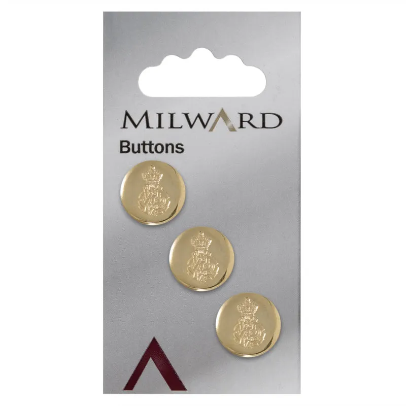 Milward Knoop Metaal Wapenschild Goud 15mm (3 stuks)
