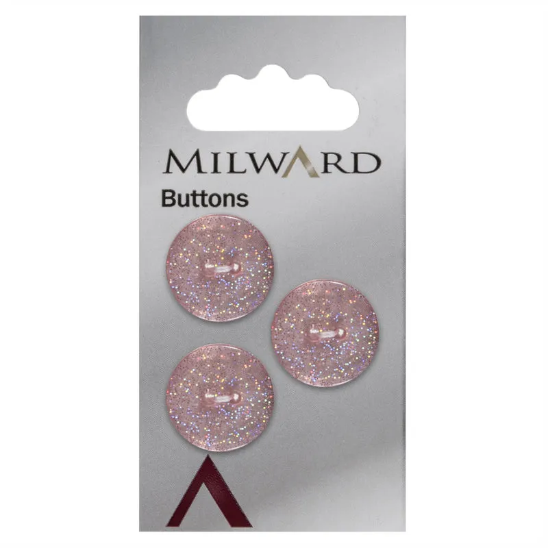 Milward Knoop Licht Roze Glitter 17mm (3 stuks)