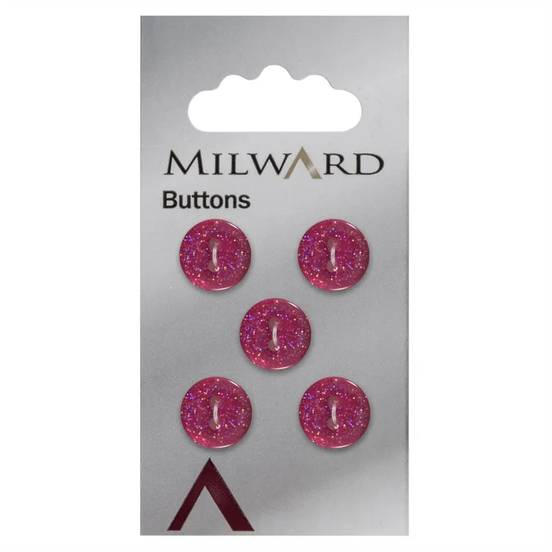 Milward Knoop Donker Roze Glitter 12mm (5 stuks)