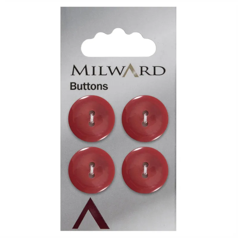 Milward Knoop Rood Glans 19mm (4 stuks)