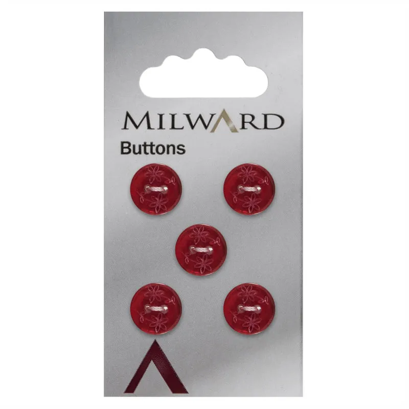 Milward Knoop Transparant Rood Met Bloem 12mm (5 stuks)