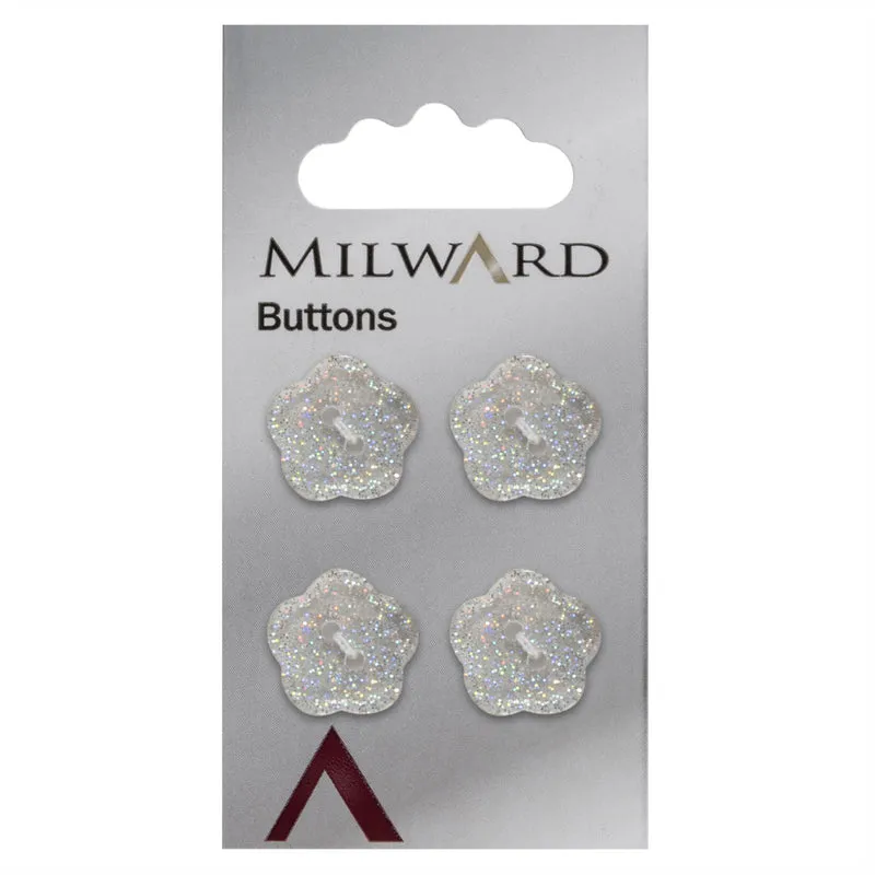 Milward Bloem Knoop Transparant Glitter 17mm (4 stuks)