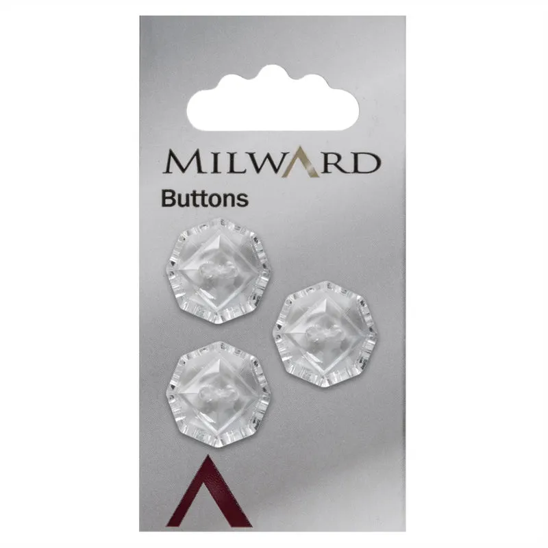 Milward Achthoekige Knoop Transparant 19mm (3 stuks)