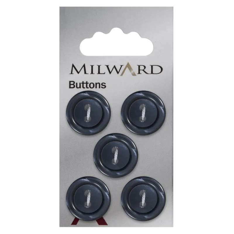 Milward Knoop Donkerblauw Glans Met Opstaande Rand 17mm (5 stuks)