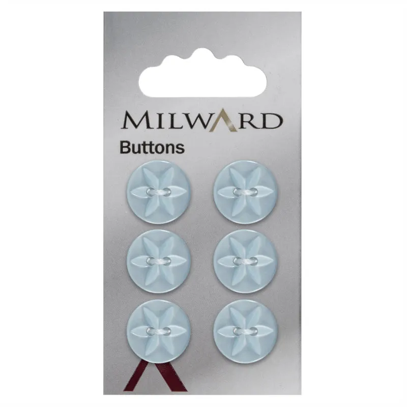 Milward Knoop Parelblauw Bloem/Ster 15mm (6 stuks)