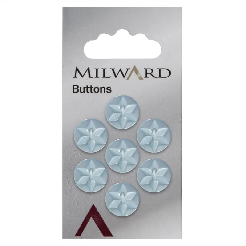 Milward Knoop Parelblauw Bloem/Ster 12mm (7 stuks)