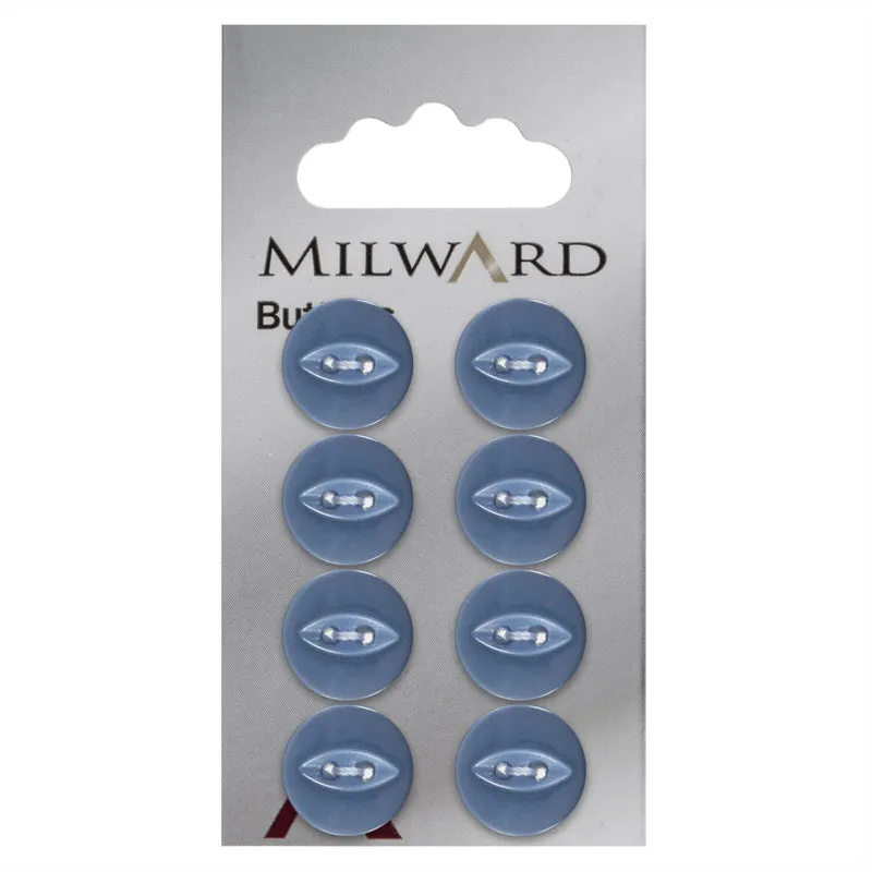 Milward Parelmoer Knoop Blauw 13mm (8 stuks)