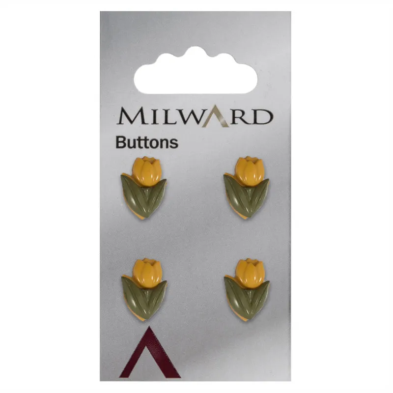 Milward Tulp Knoop Groen/Geel 15mm (4 stuks)