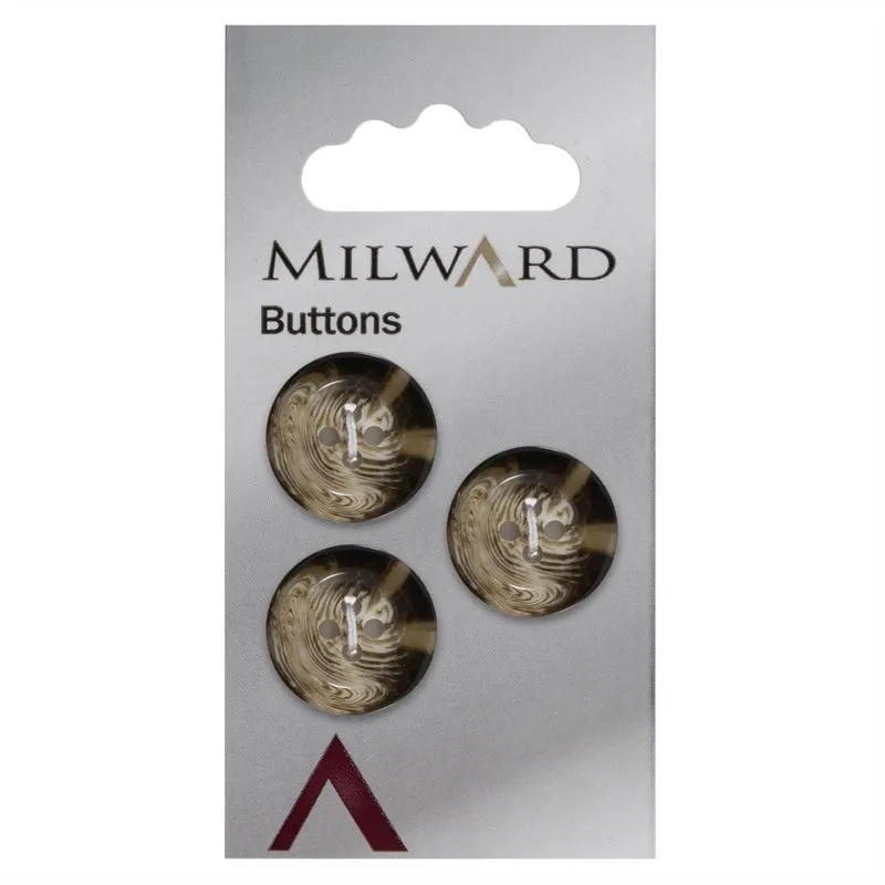 Milward Knoop met Opstaand Randje Zwart/Wit/Bruin 17mm (3 stuks)