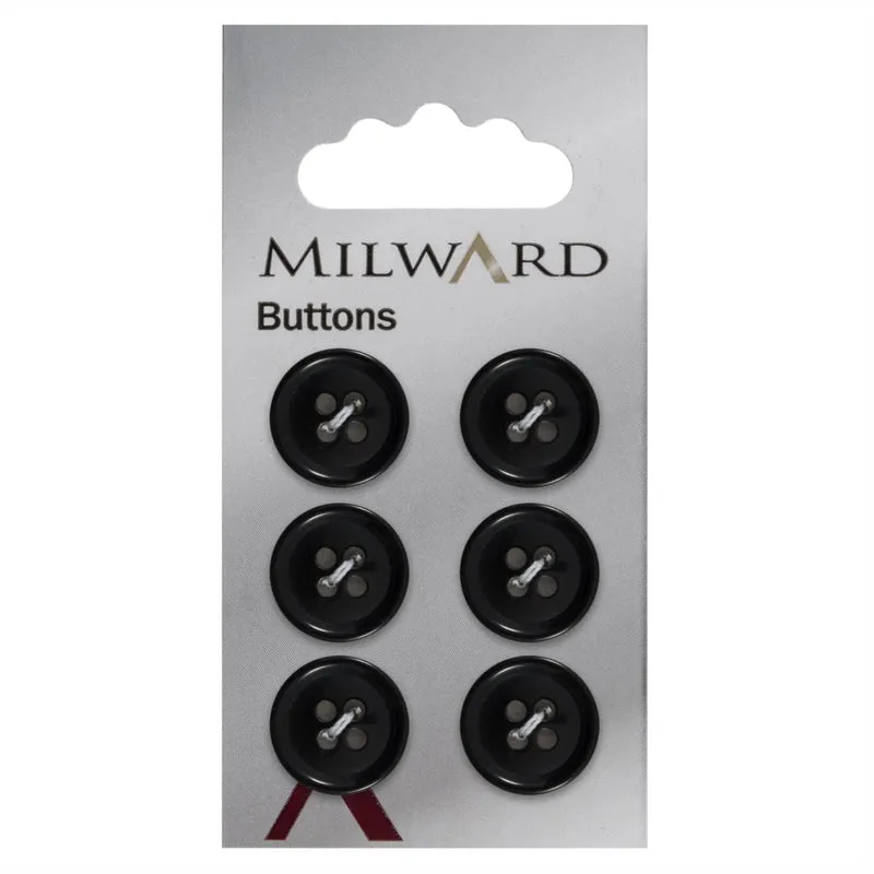 Milward Knoop Glanzend Donkerblauw 14mm (6 stuks)