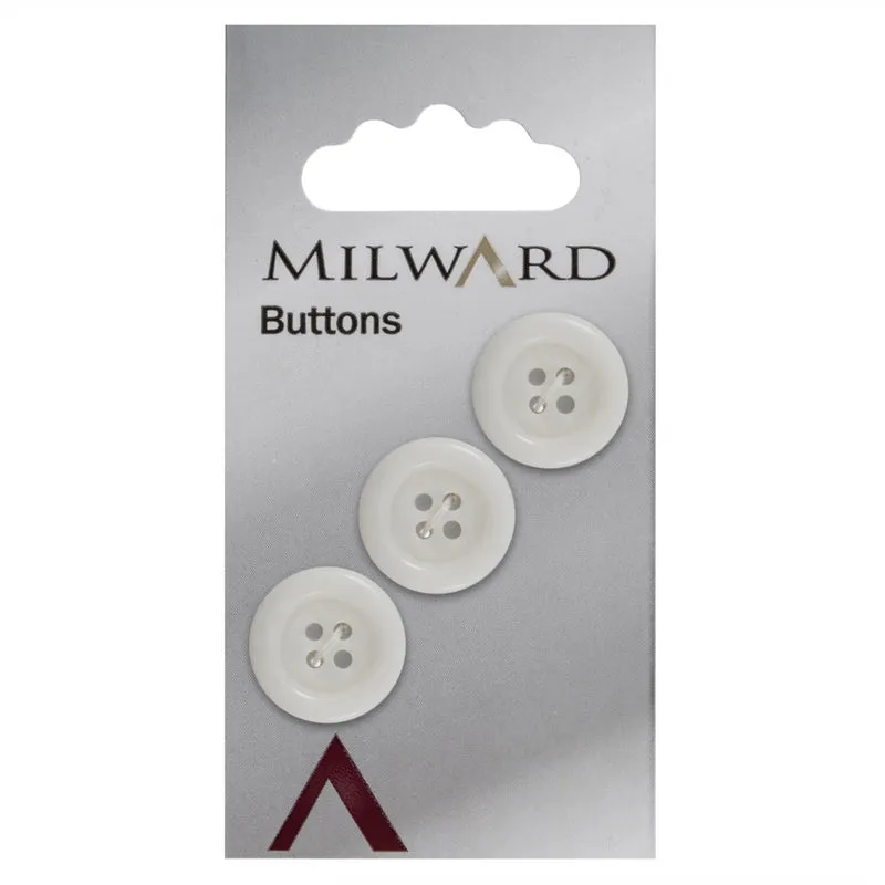 Milward Knoop met Opstaande Rand Wit 17mm (3 stuks)