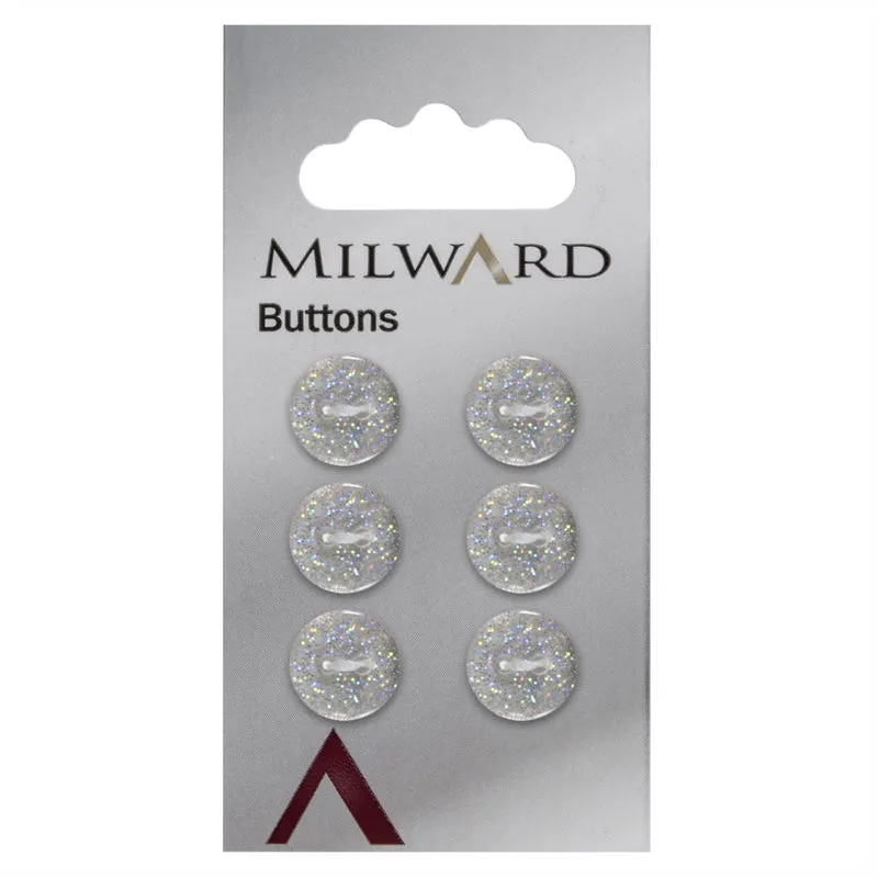 Milward Glitter Knoop Wit 12mm (6 stuks)