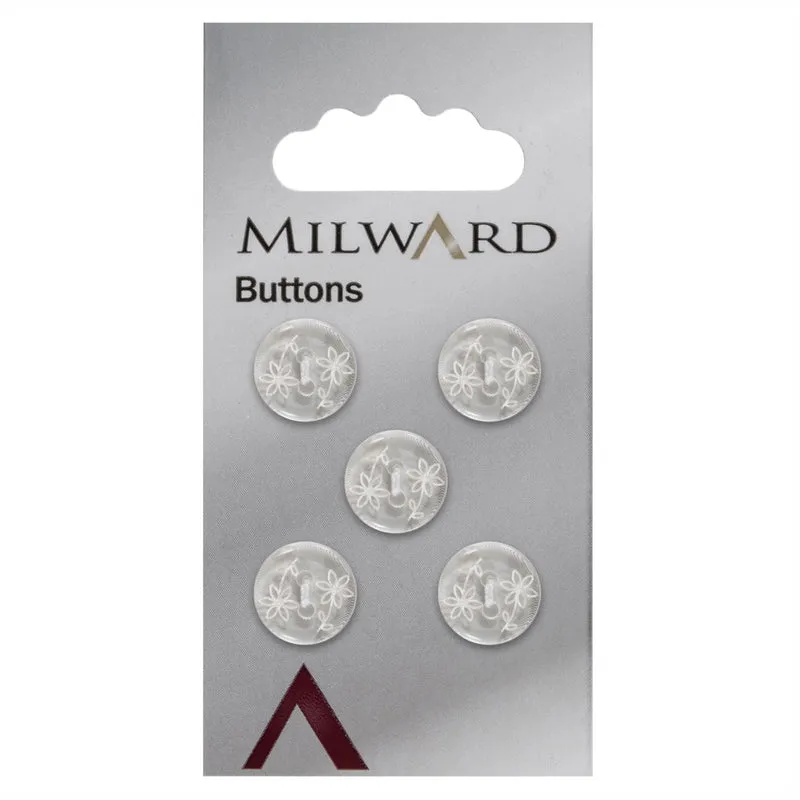 Milward Knoop Transparant met Bloemenwerkje 12mm (5 stuks)