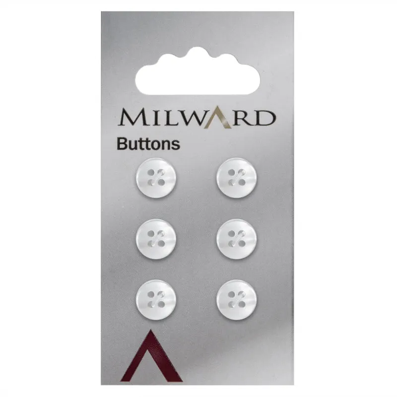 Milward Parelmoer Knoop Wit 10mm (6 stuks)