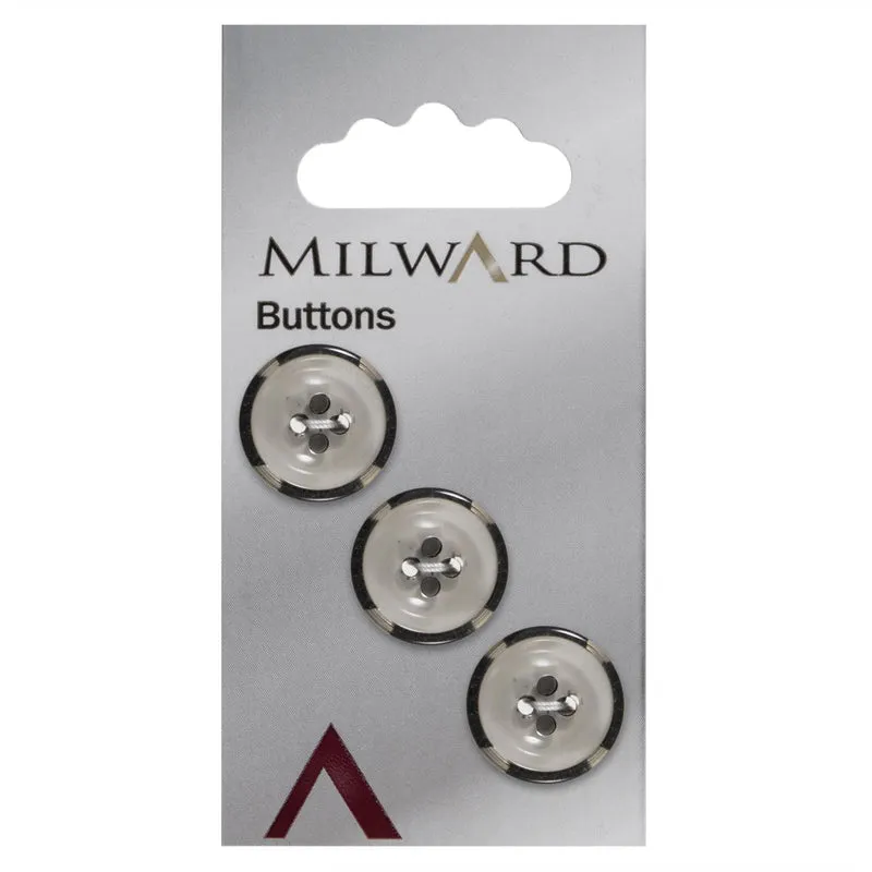 Milward Knoop Doorschijnend met Zwarte Rand 17mm (3 stuks)