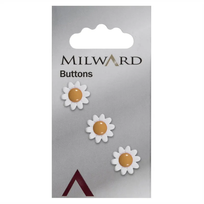 Milward Knoop Bloem Wit met Geel 13mm (3 stuks)