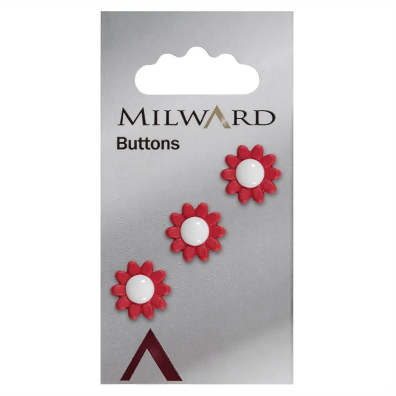 Milward Knoop Bloem Rood met Wit 13mm (3 stuks)