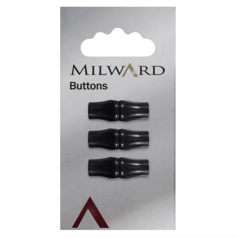 Milward Langwerpige Zwarte Knoop 25mm (3 stuks)