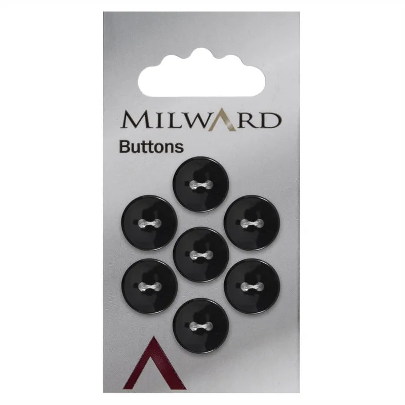 Milward Ronde Glanzende Knoop Zwart 13mm (7 stuks)