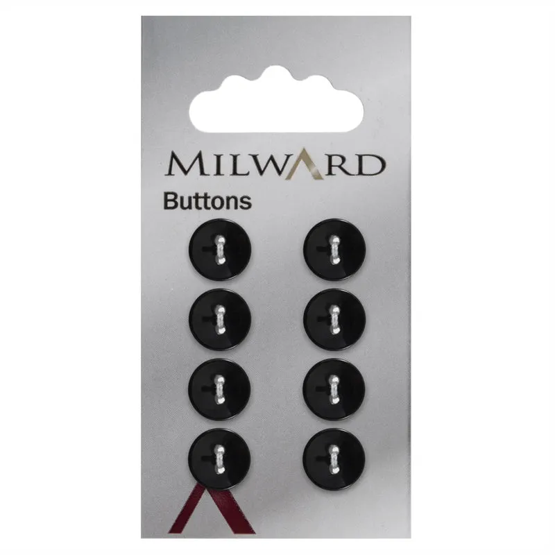Milward Ronde Glanzende Knoop Zwart 11mm (8 stuks)