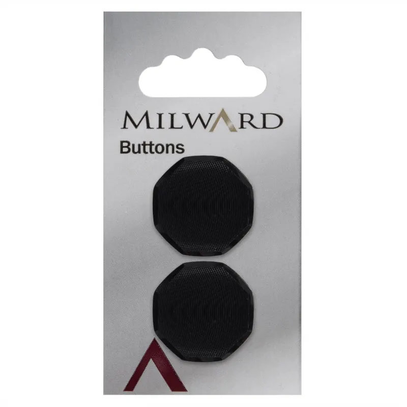 Milward Hoekige Knoop Zwart met Werkje 25mm (2 stuks)
