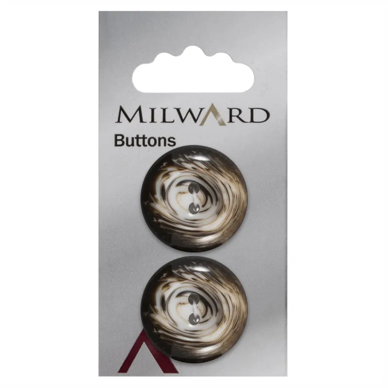 Milward Glanzende Knoop Zwart/Wit/Bruin 25mm (2 stuks)