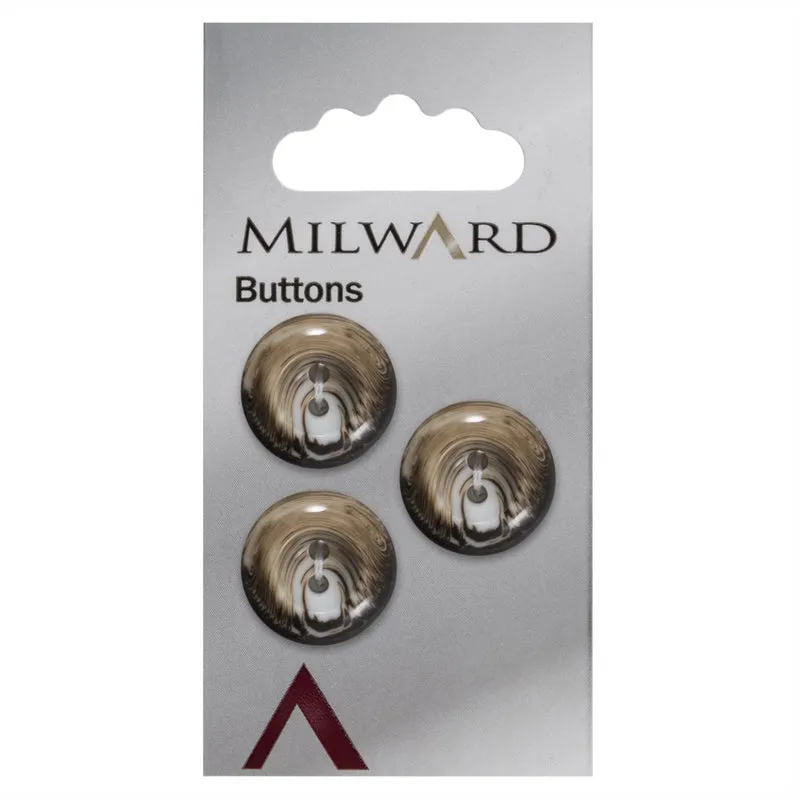 Milward Glanzende Knoop Zwart/Wit/Bruin 17mm (3 stuks)