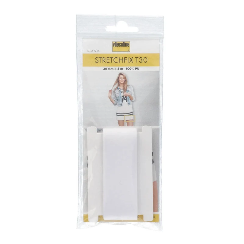 Vlieseline Stretchfix Tweezijdig Strijkbaar Zoomvlies Elastisch 30 mm x 5mtr