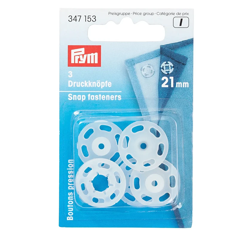 Prym Aannaaidrukknopen Rond Transparant 21 mm