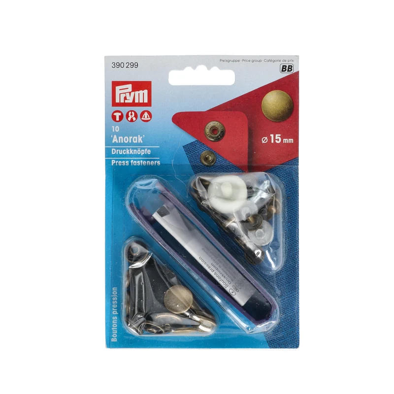 Prym Naaivrije Drukknopen Anorak 15 mm 01 Oudmessing