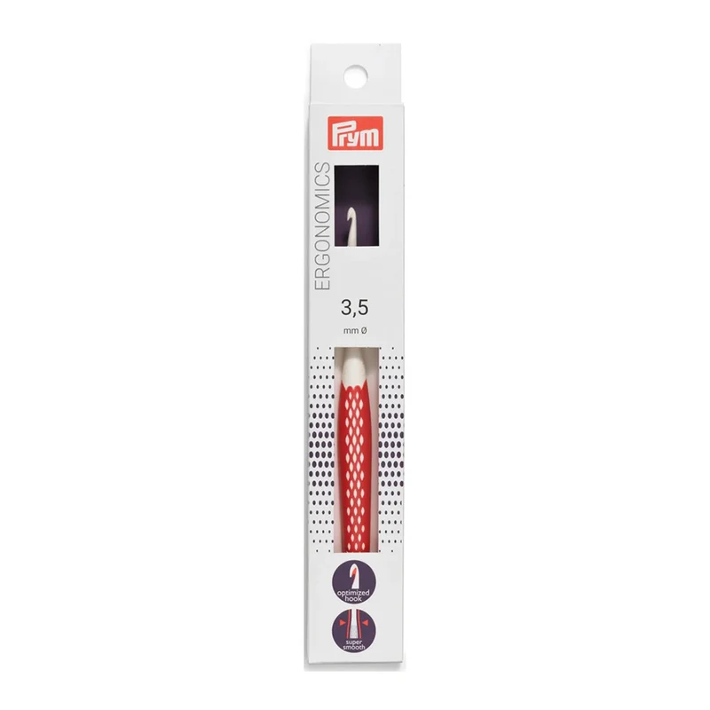 Prym Wolhaaknaald Ergonomisch 16 cm 3,5 mm Rood