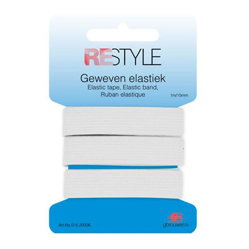 Restyle Geweven Elastiek 15 mm x 1 meter 009 Wit