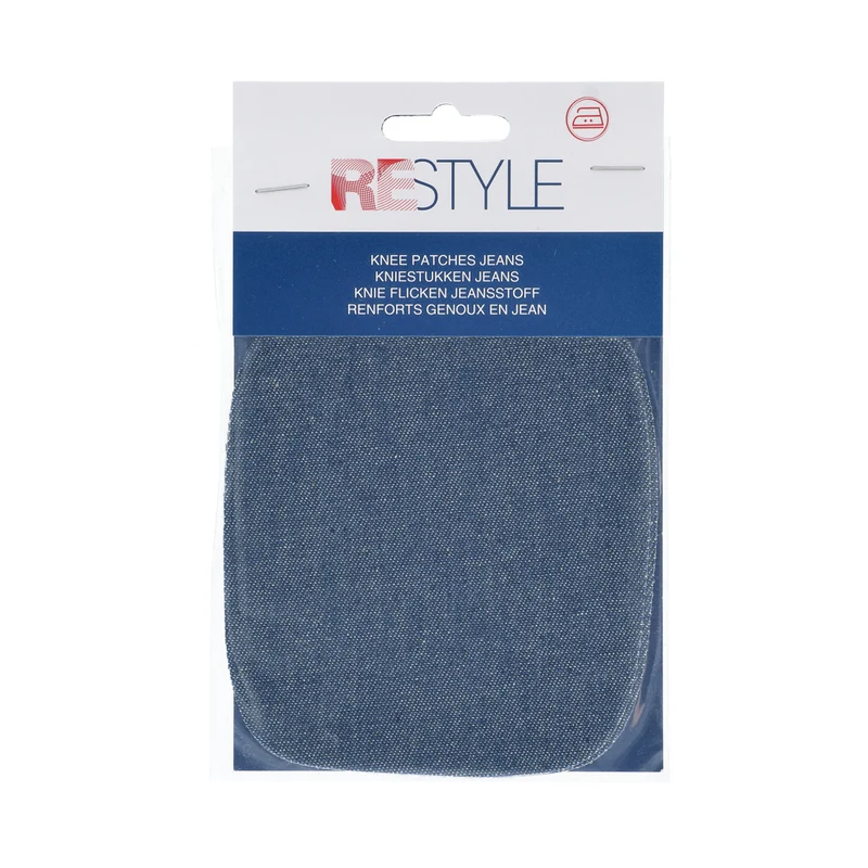 Restyle Kniestukken Jeans 10 cm x 9 cm Opstrijkbaar 210 Denim Blauw
