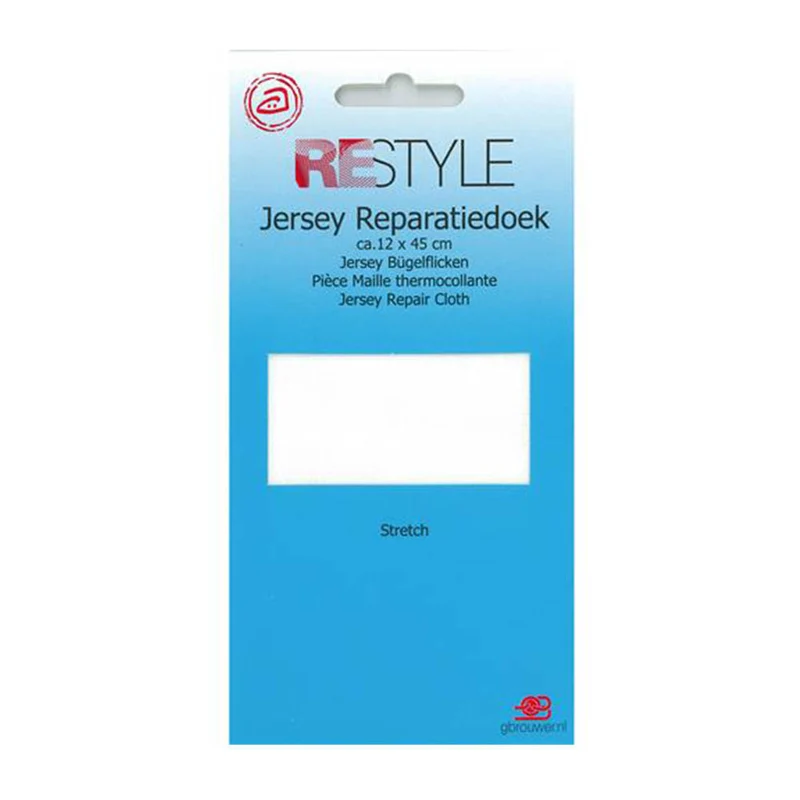 Restyle Jersey Reparatiedoek 12 cm x 45 cm 009 Wit