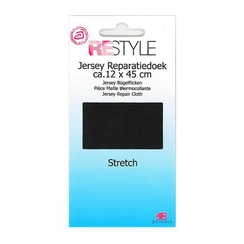 Restyle Jersey Reparatiedoek 12 cm x 45 cm 000 Zwart