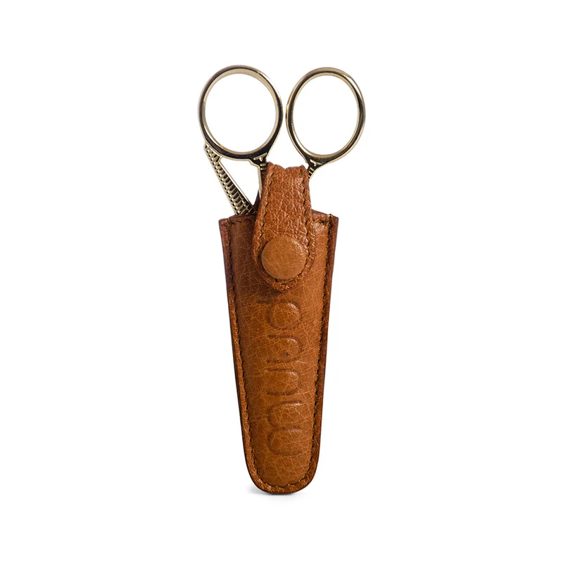 MUUD Espoo Whisky - Handgemaakt leren etui voor schaar 3.5x2x8cm