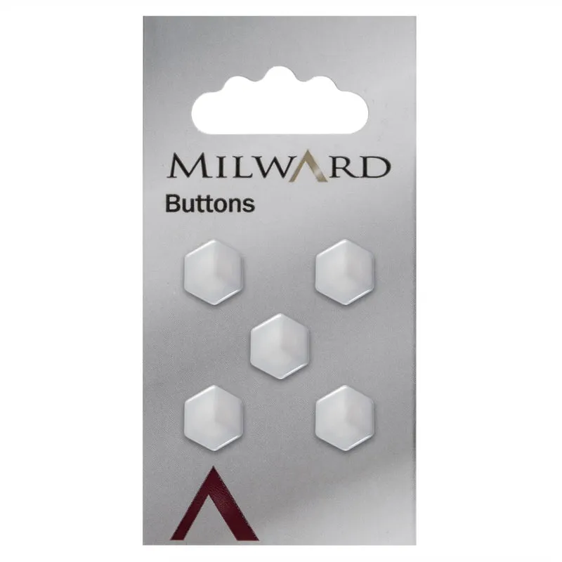 Milward Parelmoer Knoop Hexagon Wit 11mm (5 stuks)