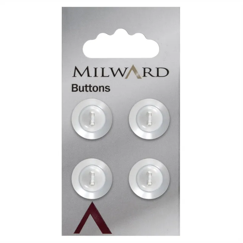 Milward Parelmoer Knoop Wit met Rand 16mm (4 stuks)