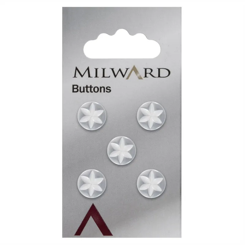 Milward Parelmoer Knoop met Ster Wit 11 mm (5 stuks)