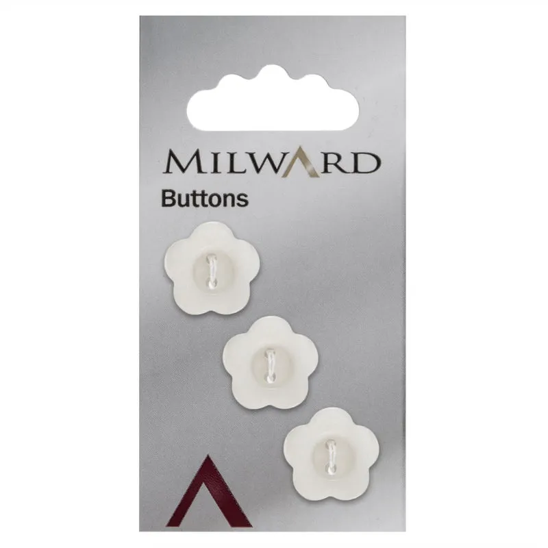 Milward Bloem Knoop Wit 17mm (3 stuks)