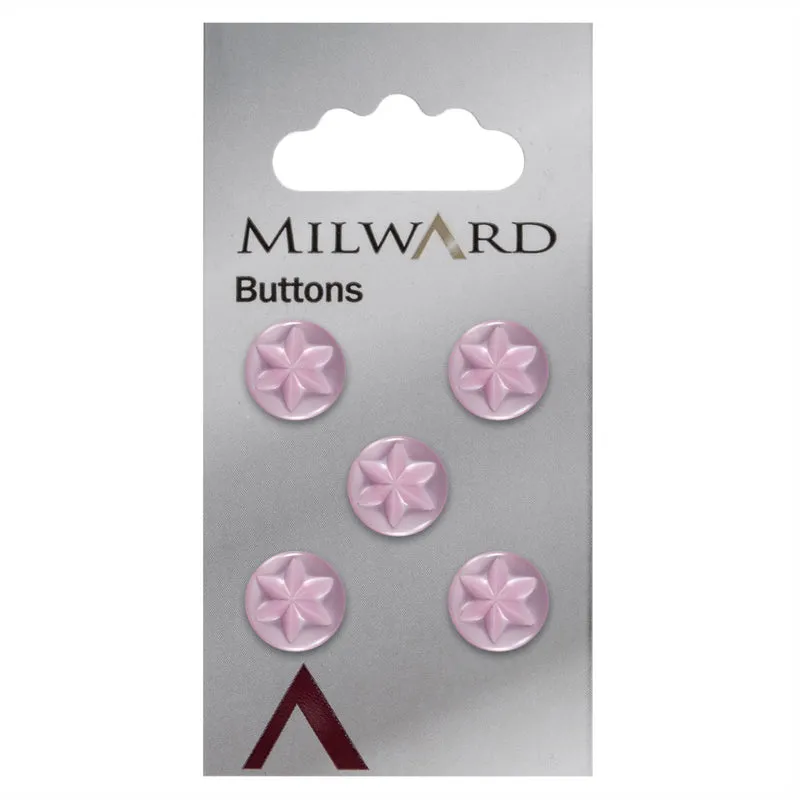 Milward Roze Knoop met Ster 11mm (5 stuks)